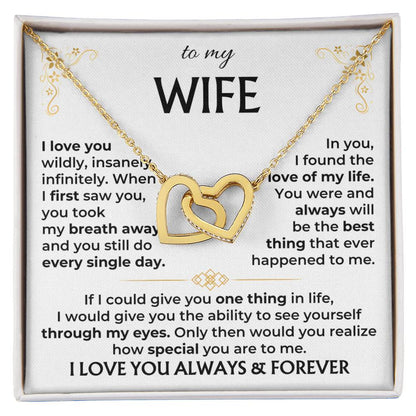 To My Wife Necklace - Heartfelt Gift for Birthday & Valentine’s Day - Interlocking Hearts Necklace