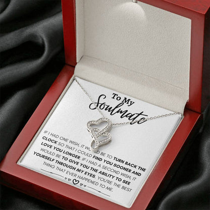 To My Soulmate Necklace - Romantic Jewelry Gift for Her for Christmas & Special Dates - Heart-to-heart Pendant Necklace
