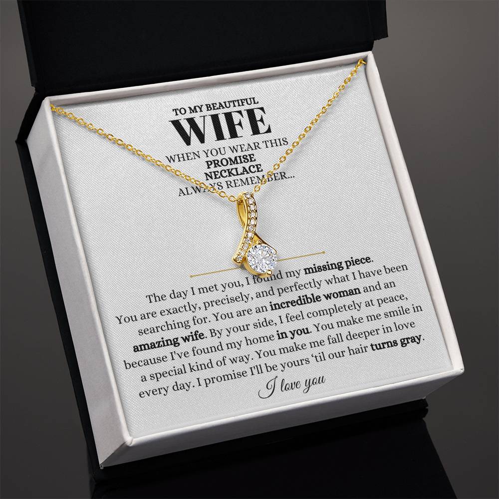 To My Beautiful Wife Necklace - Sweet Emotional Gift for Wife from Husband on Birthday, Anniversary & Valentine’s Day - Alluring Beauty Necklace