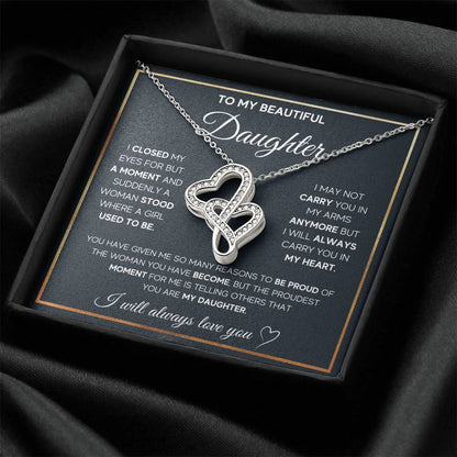 To My Daughter Necklace – Daughter Necklace for Graduation & Birthday Events – Heart-to-heart Pendant Necklace