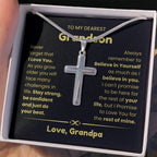 To My Grandson - Grandson Gift from Grandpa - As you grow older you will face many challenges in life - Artisan Cross Necklace