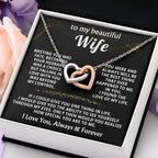 To My Wife Necklace - Forever Love Jewelry Gift from Husband for Birthday, Anniversary & Valentine’s Day - Interlocking Hearts Necklace