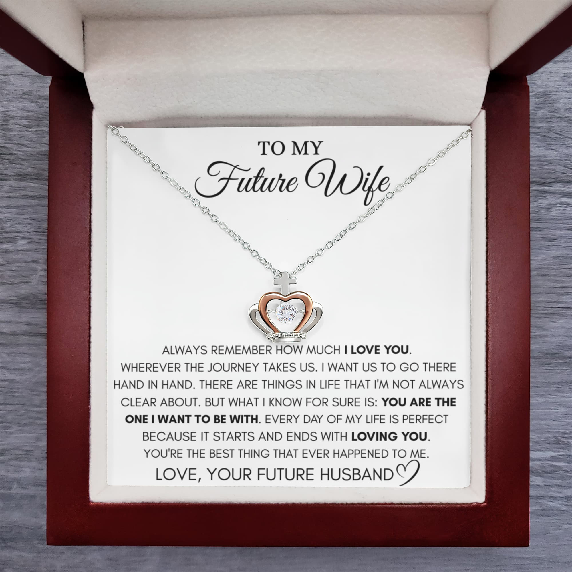 To My Future Wife Necklace - Best Romantic Jewelry Gift for Special Occasions & Love Appreciation - Crown Pendant Necklace