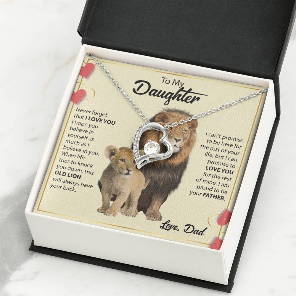 To My Daughter Necklace - Best Surprise Gift for Daughter from Dad for Graduation, Birthday & Christmas - Forever Love Necklace