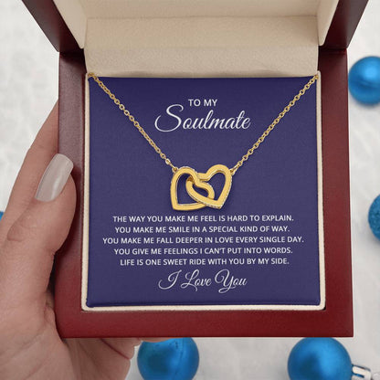 To My Soulmate Necklace - Long Distance Soulmate Gift for Valentine’s Day & Special Days - Interlocking Hearts Necklace