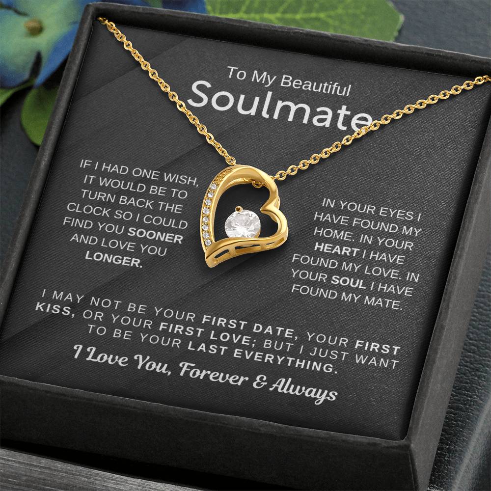 To My Beautiful Soulmate Necklace - Romantic Gift for Her for Christmas & Love Celebrations - Forever Love Necklace