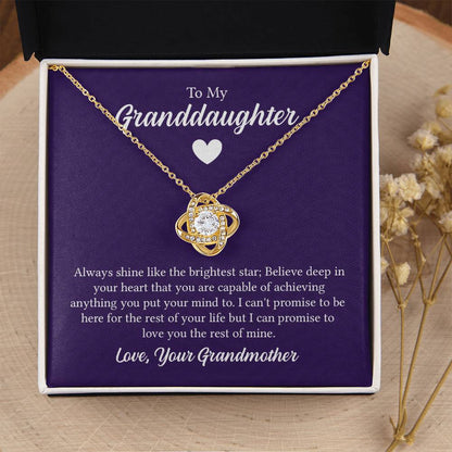 To My Granddaughter Necklace – Gift from Grandmother for Granddaughter – Love Knot Necklace