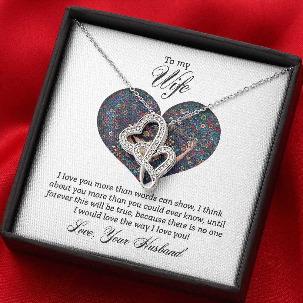 To My Wife Necklace - Special Love Jewelry for Wife from Husband for Birthday, Anniversary & Valentine’s Day - Heart-to-heart Pendant Necklace