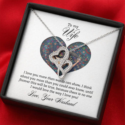 To My Wife Necklace - Special Love Jewelry for Wife from Husband for Birthday, Anniversary & Valentine’s Day - Heart-to-heart Pendant Necklace