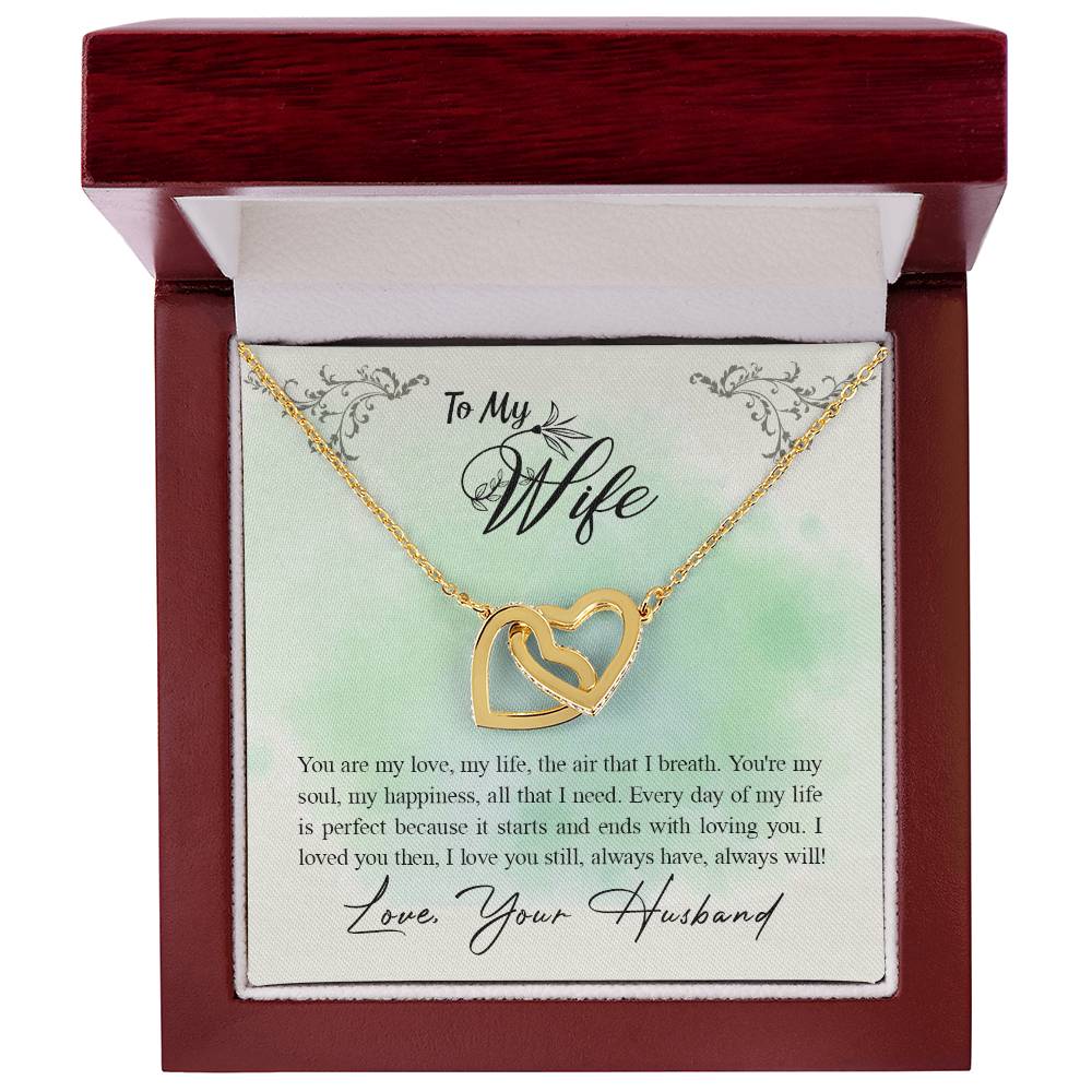 To My Wife Necklace - Romantic Husband to Wife Jewelry for Birthday, Valentine’s Day & Special Celebrations - Interlocking Hearts Necklace