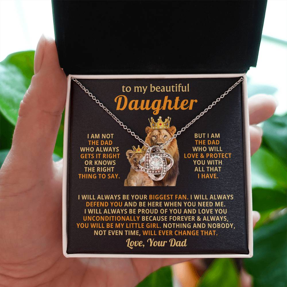 To My Daughter Necklace - Heartfelt Christmas Surprise from Daddy - Love Knot Necklace