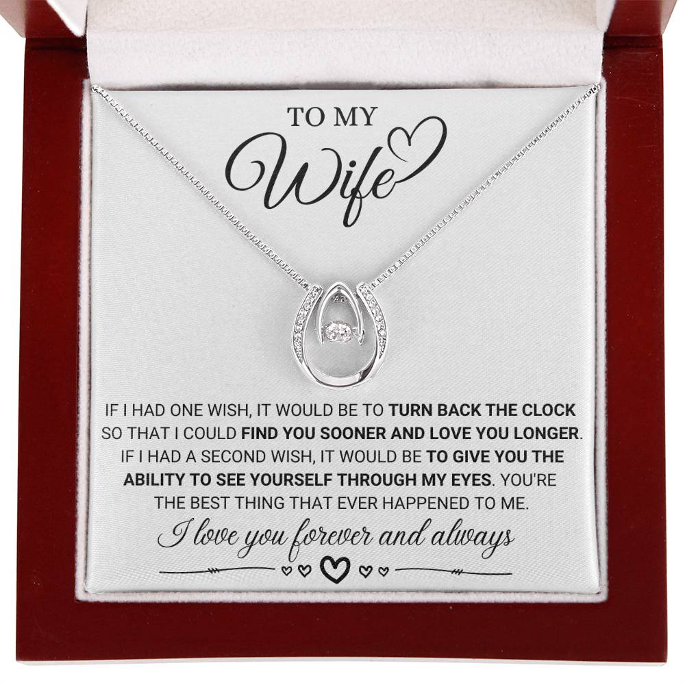 To My Wife Necklace - Sentimental Birthday Gift from Husband, Romantic Jewelry for Valentine’s Day & Holidays - Lucky In Love Necklace