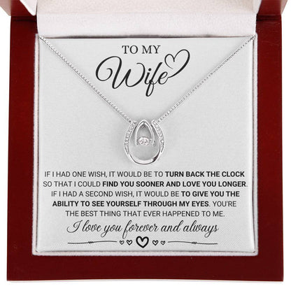 To My Wife Necklace - Sentimental Birthday Gift from Husband, Romantic Jewelry for Valentine’s Day & Holidays - Lucky In Love Necklace