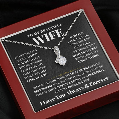 To My Beautiful Wife Necklace - Heartwarming Gift from Husband for Birthday, Anniversary & Valentine’s Day - Alluring Beauty Necklace
