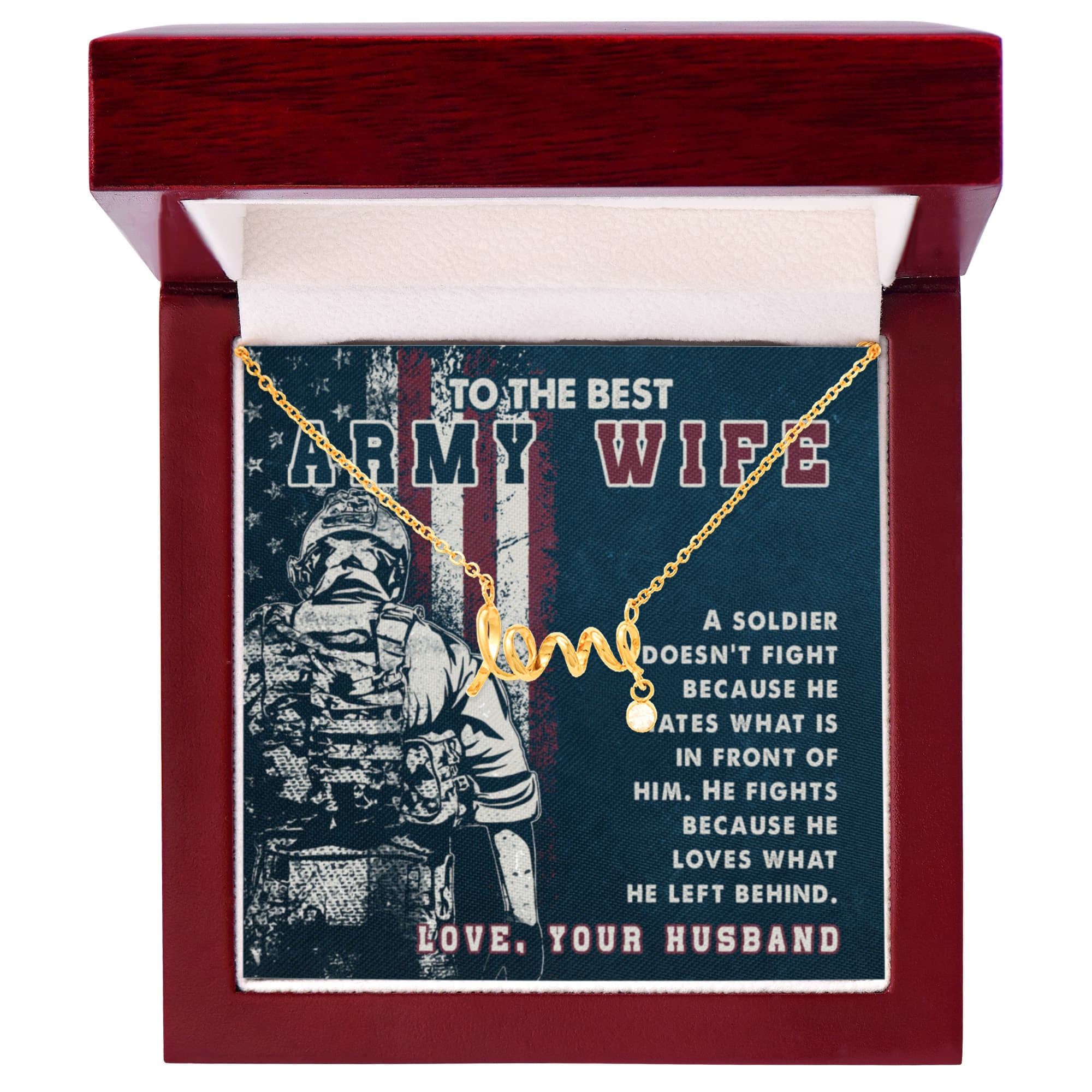 To The Best Army Wife Gift from Husband - Scripted Love Necklace