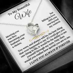 Romantic Heart Necklace Gift for Wife, Anniversary & Birthday Jewelry, To My Beautiful Wife