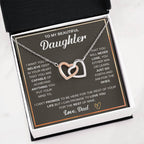 To My Daughter Necklace – Graduation & Christmas Gift from Dad – Interlocking Hearts Necklace