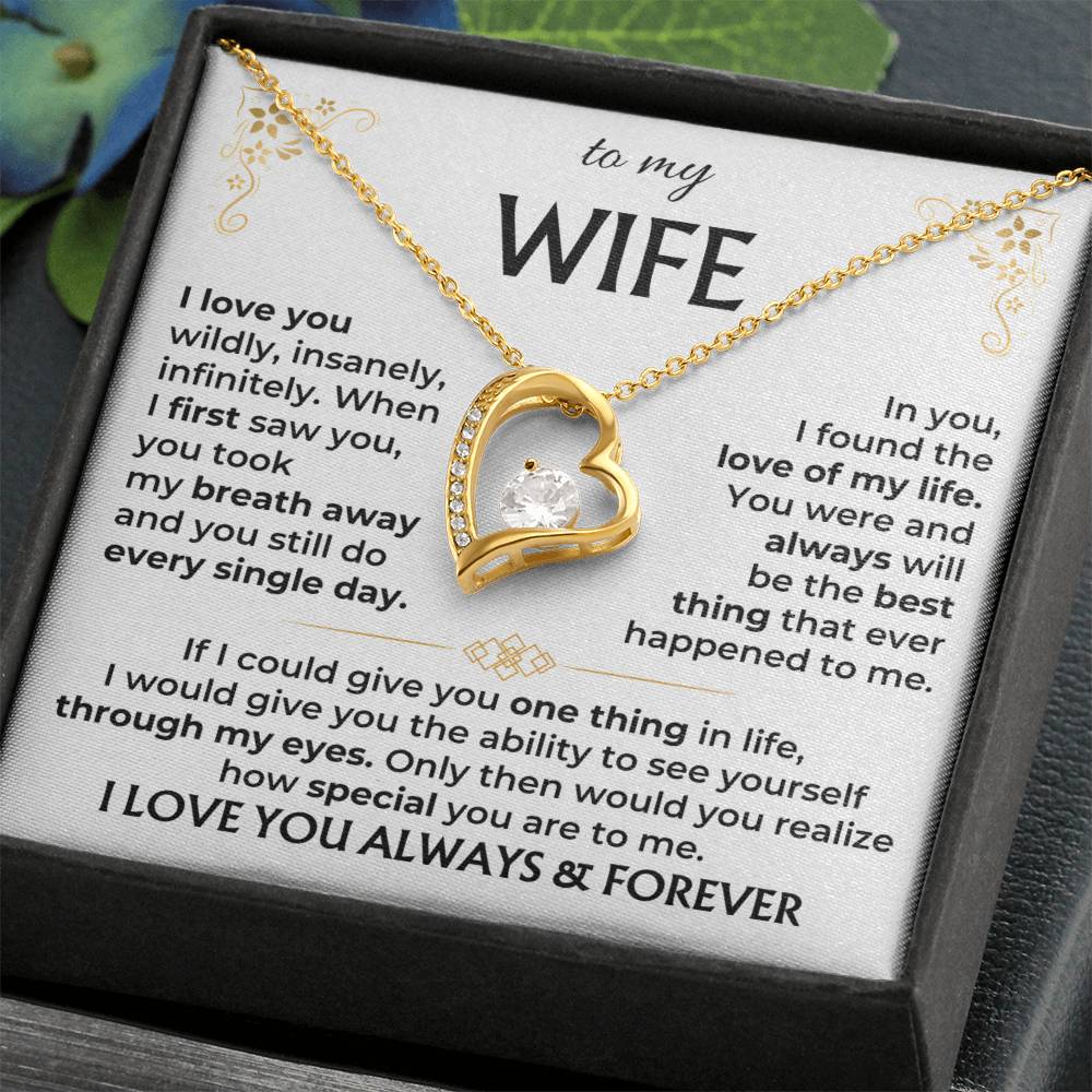 To My Wife Necklace - Perfect Romantic Surprise from Husband for Anniversary, Birthday & Valentine’s Day - Forever Love Necklace