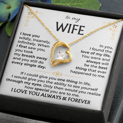 To My Wife Necklace - Perfect Romantic Surprise from Husband for Anniversary, Birthday & Valentine’s Day - Forever Love Necklace