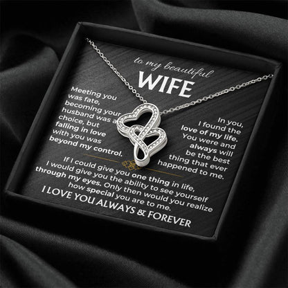 To My Beautiful Wife Necklace - Loving Husband Gift for Christmas, Valentine’s Day & Birthday Celebrations - Heart-to-heart Pendant Necklace