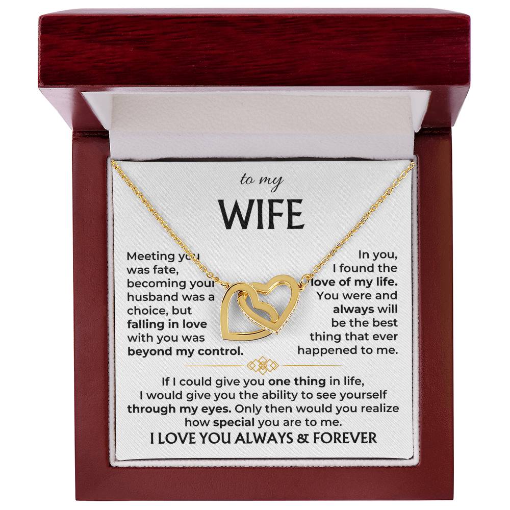 To My Beautiful Wife Necklace - Romantic Gift For Wives - Perfect For Anniversaries, Birthdays Or Special Occasions - Gifts For Her - Interlocking Hearts Necklace