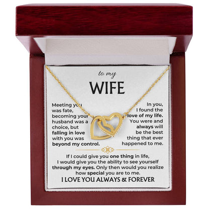 To My Beautiful Wife Necklace - Romantic Gift For Wives - Perfect For Anniversaries, Birthdays Or Special Occasions - Gifts For Her - Interlocking Hearts Necklace