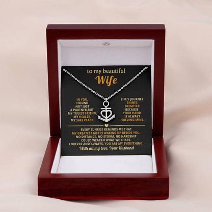 Wife Birthday Gift from Husband - Romantic Jewelry for Valentine’s Day & Anniversaries - Anchor Pendant Necklace