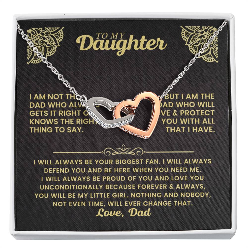 To My Daughter Necklace - I will always be your biggest fan - Gift for Daughter from Dad - Interlocking Hearts Necklace