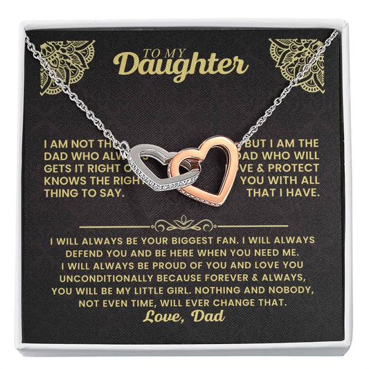 To My Daughter Necklace - I will always be your biggest fan - Gift for Daughter from Dad - Interlocking Hearts Necklace