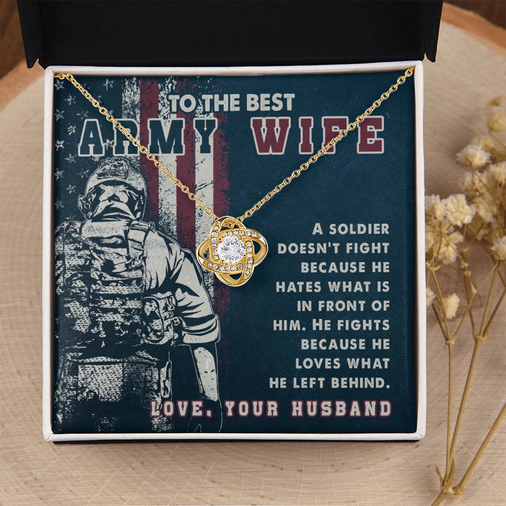 To The Best Army Wife - Heartfelt Jewelry from Husband - Love Knot Necklace