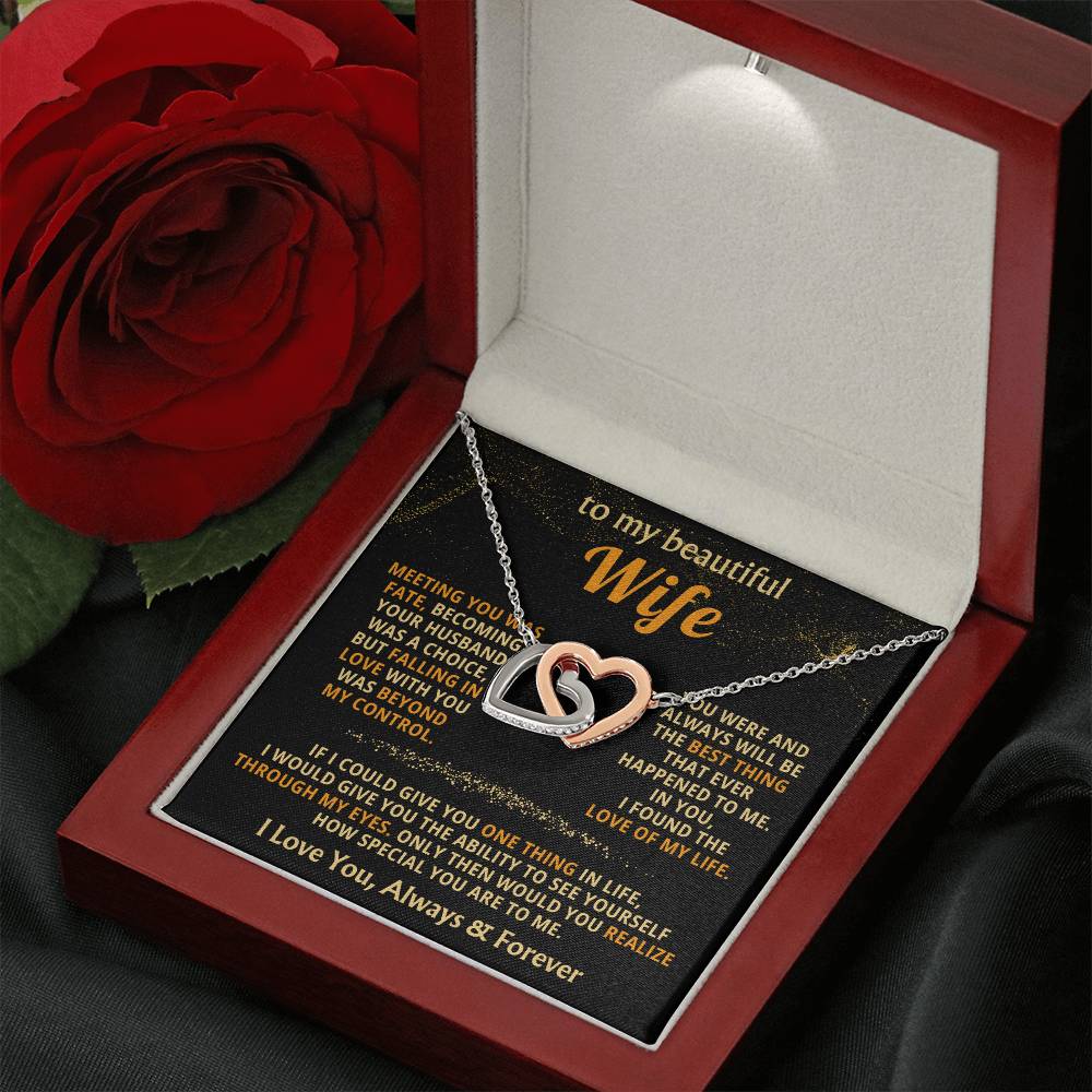 To My Wife Necklace - Loving Jewelry from Husband for Birthday, Valentine’s Day & Holidays - Interlocking Hearts Necklace