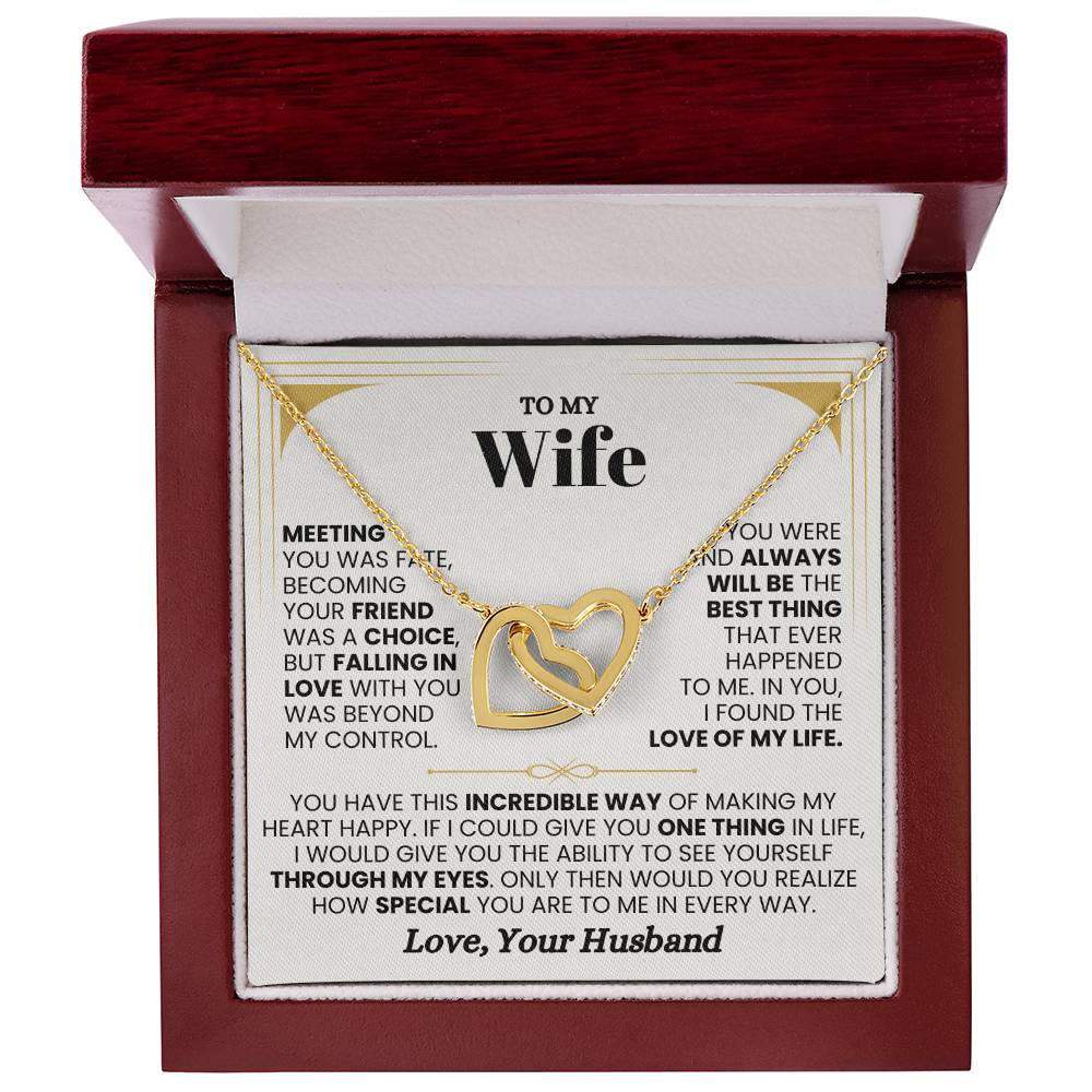 To My Wife Necklace - Perfect Romantic Gift from Husband - Interlocking Hearts Necklace