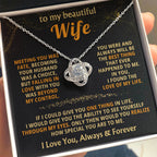To My Beautiful Wife Necklace - Romantic Husband Gift for Christmas, Valentine’s Day & Anniversary Love Surprises - Love Knot Necklace