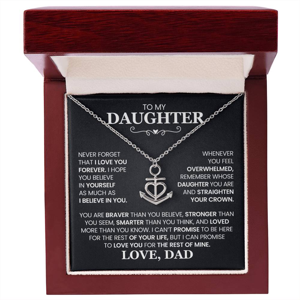 To My Daughter - Straighten Your Crown - Anchor Pendant Necklace Gift from Dad