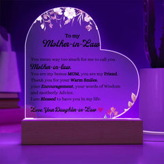 Mother-in-Law Heart Keepsake, Elegant Acrylic Gift, Loving Appreciation Present