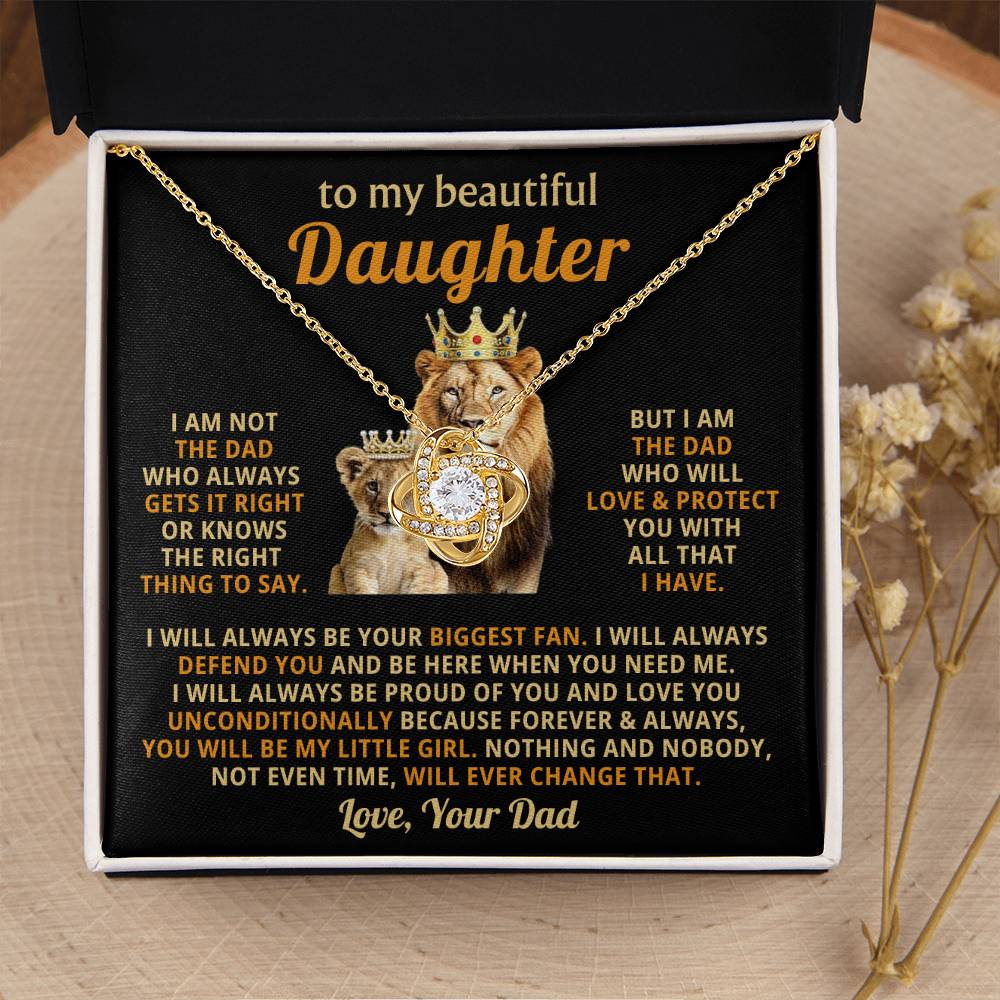To My Daughter Necklace - Sentimental Birthday Gift from Dad, Meaningful Jewelry for Milestones & Holidays - Love Knot Necklace