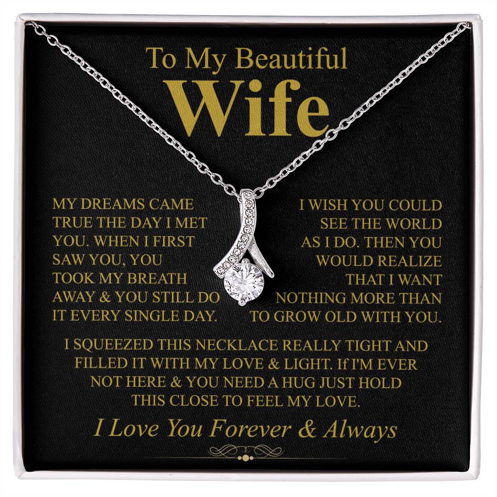 To My Wife Necklace - Sweetest Gift for Wife from Husband for Valentine’s Day, Anniversary & Birthday Joy - Alluring Beauty Necklace