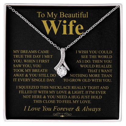 To My Wife Necklace - Sweetest Gift for Wife from Husband for Valentine’s Day, Anniversary & Birthday Joy - Alluring Beauty Necklace