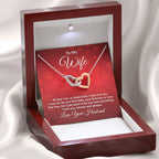 To My Wife Necklace - Beautiful Wife Jewelry Gift for Birthday, Valentine’s Day & Special Romantic Moments - Interlocking Hearts Necklace