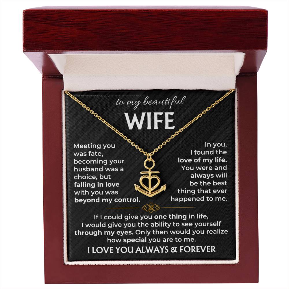 To My Wife Necklace - Meaningful Gift from Husband for Valentine’s Day - Anchor Pendant Necklace