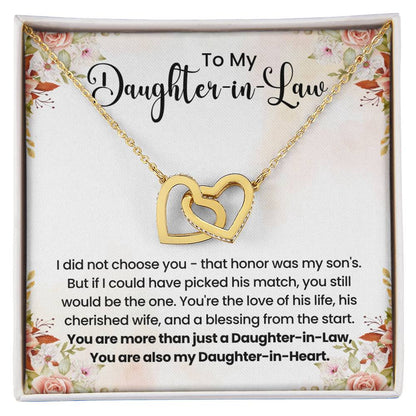 To My Daughter In Law - Interlocking Hearts Necklace - Gift for Bonus Daughter