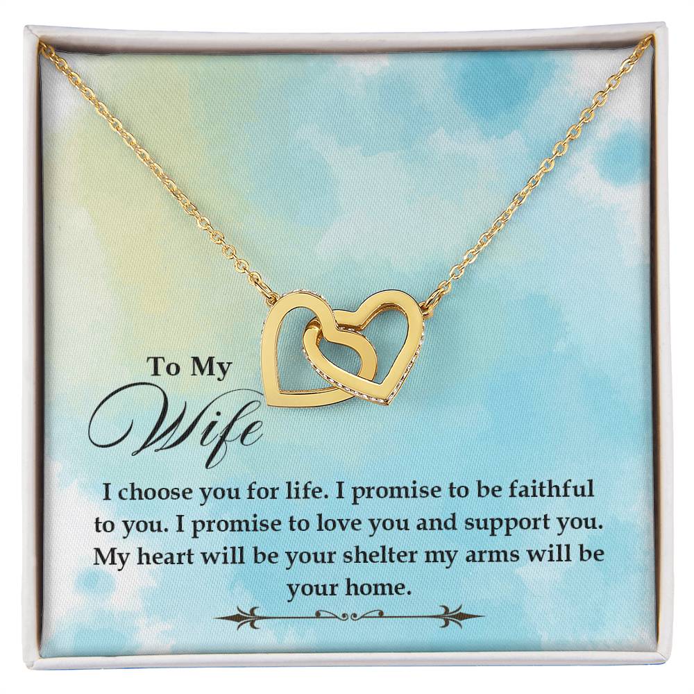 To My Beautiful Wife Necklace - Romantic Husband to Wife Jewelry for Birthday, Valentine’s Day & Special Celebrations - Interlocking Hearts Necklace