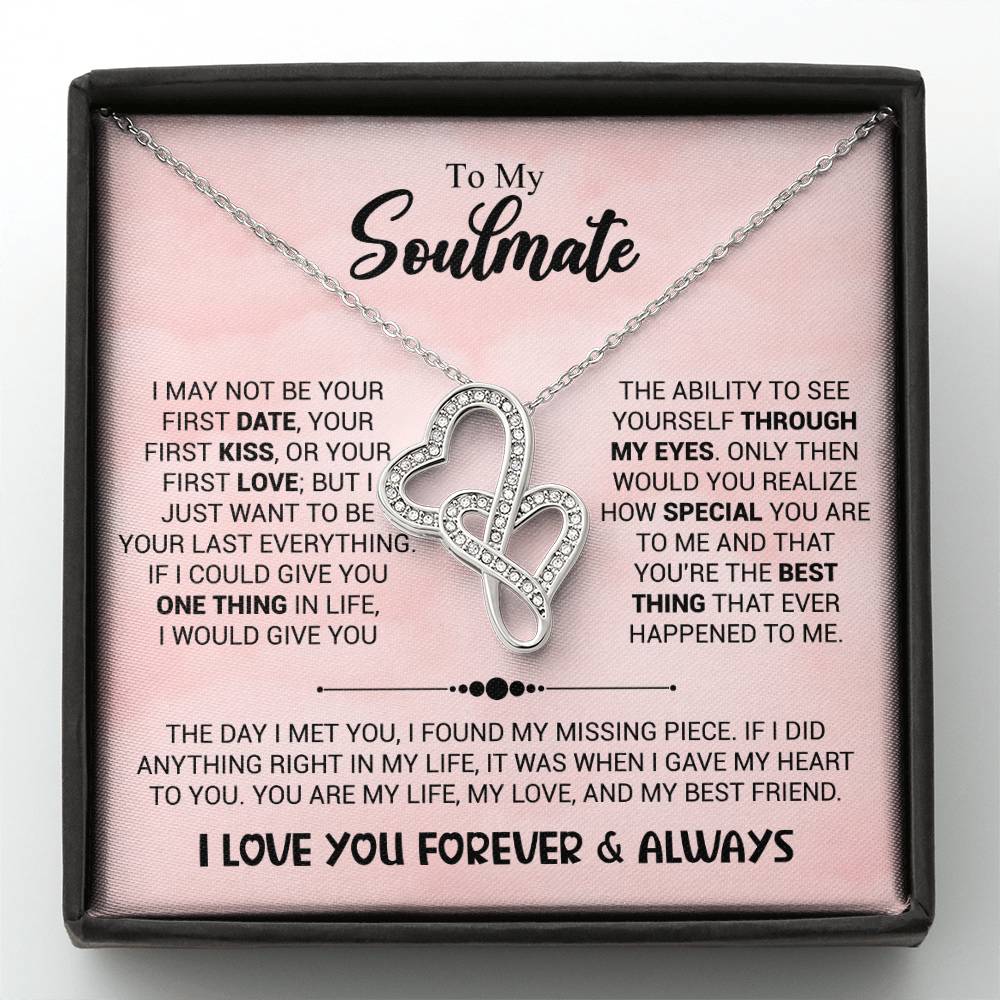 To My Soulmate Necklace - Romantic Gift for Valentine’s Day & Relationship Milestones - Heart-to-heart Pendant Necklace
