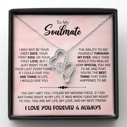 To My Soulmate Necklace - Romantic Gift for Valentine’s Day & Relationship Milestones - Heart-to-heart Pendant Necklace