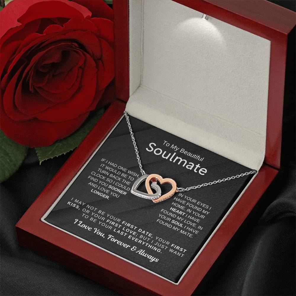 To My Beautiful Soulmate Necklace - Soulmate Necklace Gift for Surprises & Love Moments - Interlocking Hearts Necklace