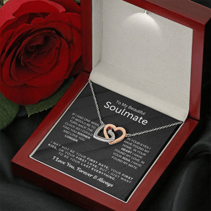 To My Beautiful Soulmate Necklace - Soulmate Necklace Gift for Surprises & Love Moments - Interlocking Hearts Necklace
