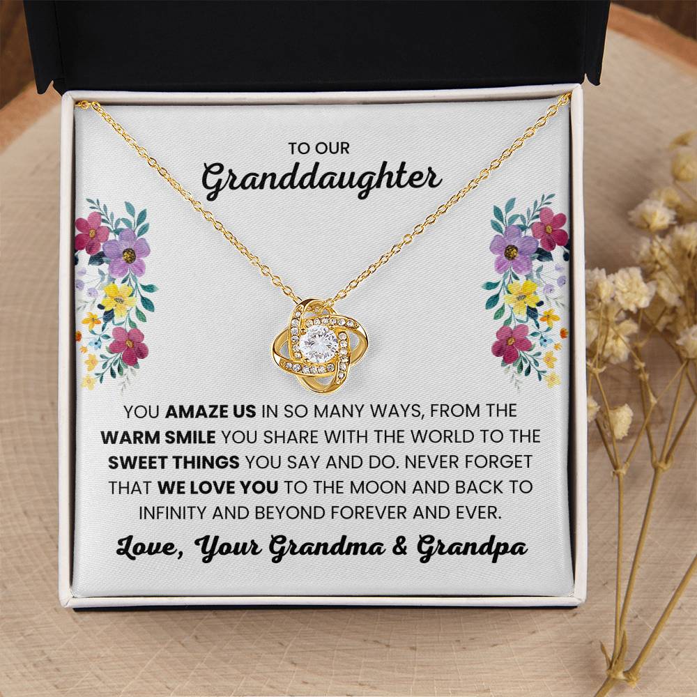 To Our Granddaughter - You Amaze Us Gift Jewelry from Grandma & Grandpa – Love Knot Necklace