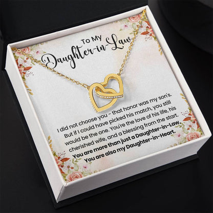 To My Daughter In Law - Interlocking Hearts Necklace - Gift for Bonus Daughter