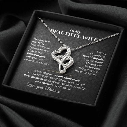 To My Wife Necklace - Best Loving Jewelry Gift for Valentine’s Day, Anniversaries & Romantic Surprises - Heart-to-heart Pendant Necklace