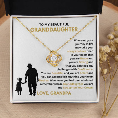 To My Granddaughter Necklace – Holiday Gift for Granddaughter Graduation from Grandpa – Love Knot Necklace